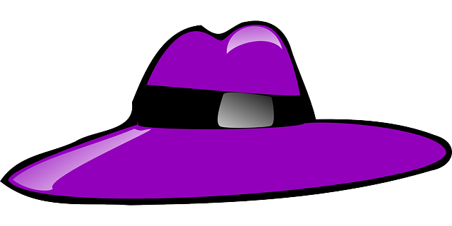 A cartoon rendering of a large, purple pimp's hat.