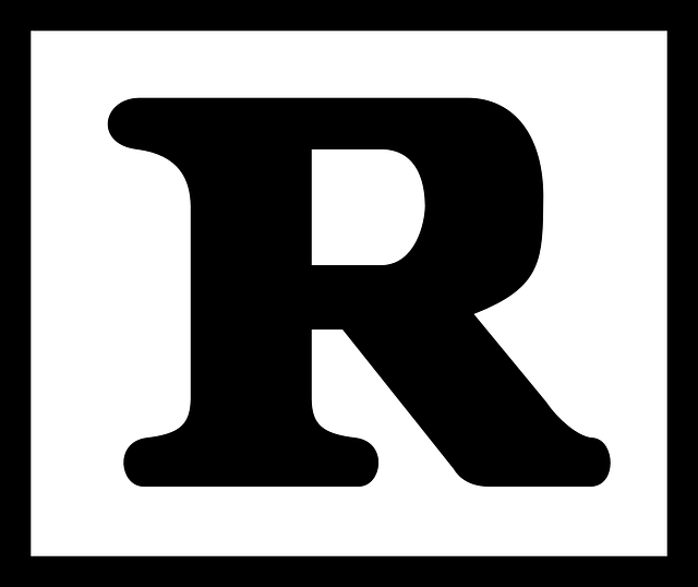 A large black letter "R" - identical to the R rating marks on movies